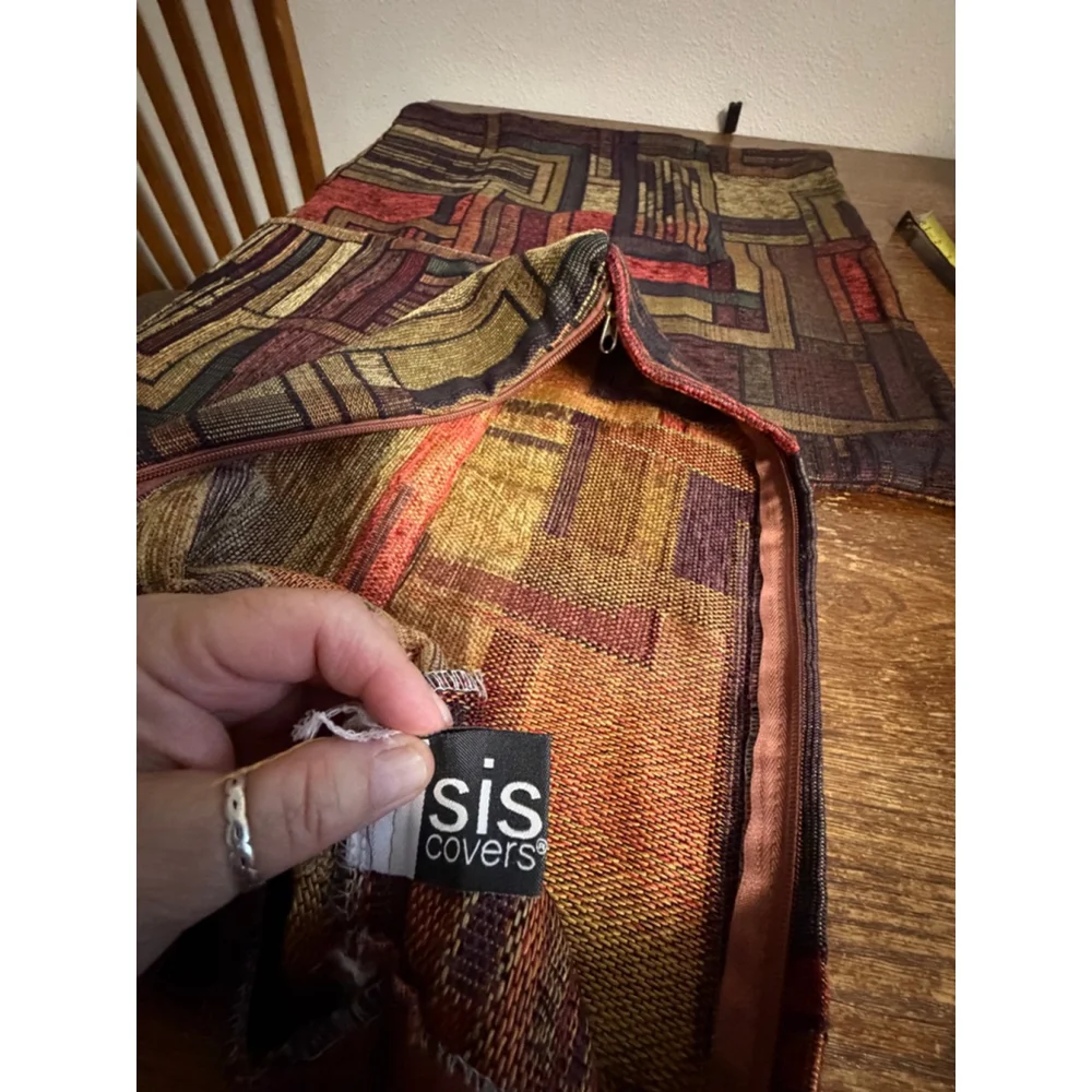 Siscovers Pillow Shams Set of 2 Brown Red Geometric Tapestry Southwest Boho 20x2